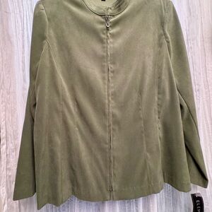 Elemenz sage zip-up jacket with Mandarin Collar